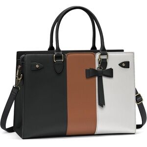 Elegant Black, Brown, and White Handbag/Laptop bag.